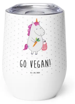 Produktbild von Mr. & Mrs. Panda Thermo Becher Einhorn Vegan - Weiß - Geschenk, Veganer, Unicorn, thermosbecher, Thermobecher, Rohkost, edelstahl, Gesund Leben, essen, kaffee tasse