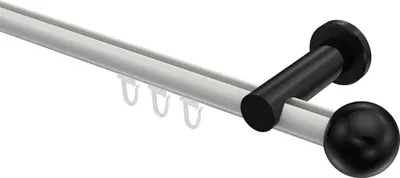 Produktbild von Interdeco Innenlaufstange / Gardinenstange mit Innenlauf Weiß / Schwarz, Typ Platon Luino (Kugel), 20 mm Ø 1-läufig, 240 cm