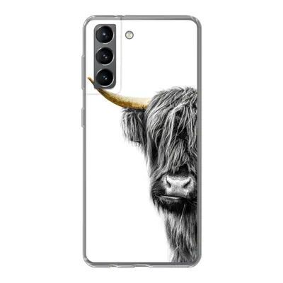 Produktbild von MuchoWow® Handyhülle Schutzhülle Hülle für Samsung Galaxy S21 Schottischer Highlander - Tiere - Schwarz und Gold Silikon Softcase Handy Hülle - Softcase