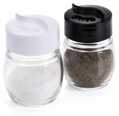 Zout- en peperstrooier Set 2er, Glas, 80 ml, Schwarz/Weiß