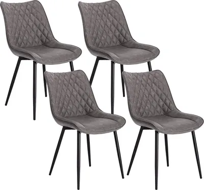 Produktbild von WOLTU 4er-Set Esszimmerstühle Küchenstuhl Polsterstuhl mit Rückenlehne Sitzfläche aus Kunstleder Metallbeine Dunkelgrau