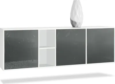 Produktbild von Vladon Kommode Cuba,  Germany, Weiß matt/Grau Hochglanz - Modernes Sideboard für Ihr Wohnbereich - (BxHxT) 182x53x35 cm
