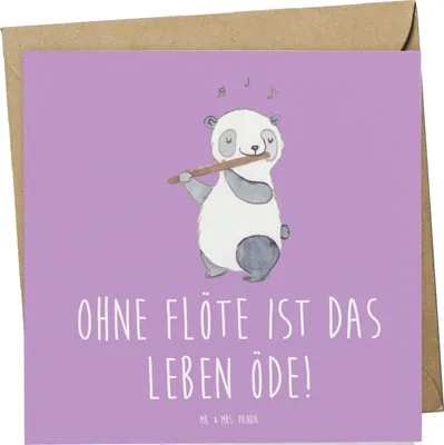Produktbild von Mr. & Mrs. Panda Grußkarte Flöte Leben - Lavendeltraum - Geschenk, Musiker, Glückwunschkarte, Windinstrument, Lernen, Musik, faltkarte, doppelkarte, Flötist, Instrument