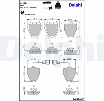 Produktbild von DELPHI Bremsbeläge Satz Vorne Bremsklötze für AUDI A4 Limousine (8D2, B5) LP1024