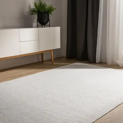 Handgewebter Baumwollteppich Ron – Weiß 70x140 cm – rechteckig