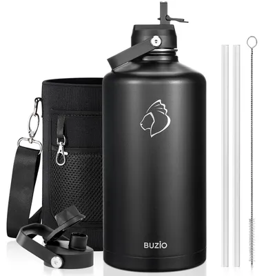 Produktbild von Wasserflasche aus Edelstahl, 3,8 Liter, doppelwandig, mit Strohhalm und Griff, für unterwegs