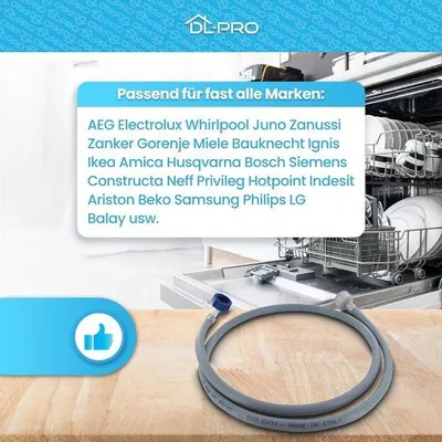 Produktbild von Famanu Wasserstop Schlauch 150 cm - Universalanschluss für Waschmaschinen und Geschirrspüler