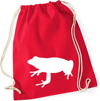 Produktbild von Huuraa Turnbeutel Frosch Kröte Silhouette 12 Liter Classic Red Baumwolle Rucksack Geschenkidee