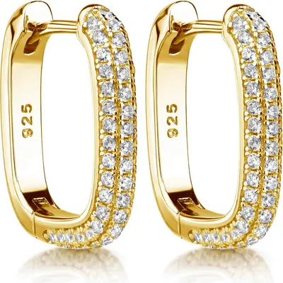 Produktbild von MATERIA by Matthias Wagner Creolen eckig Gold mit Zirkonia SO-482-Gold