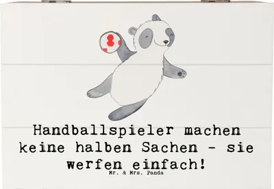 Produktbild von Mr. & Mrs. Panda Box Handball Wurf 22 x 15 cm - Weiß - Geschenk, Teamgeist, fotobox, Sportart, Sport, Humor, Teamsport, Geschenkbox, geschenkkiste, Kiste, Sportler