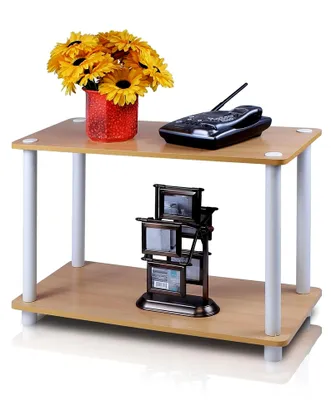 Produktbild von Turn-N-Tube 2-Tier ohne Werkzeug Beistelltisch, Holz, Buche / Weiß, 59,9 x 40 x 29,5 cm