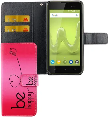 Produktbild von Handyhülle Tasche für Handy Wiko Sunny 2 Plus Be Happy Pink