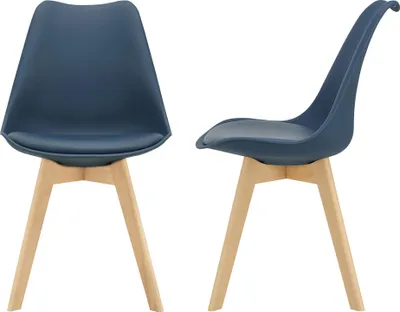 Immagine prodotto di Sedia da pranzo 'Fläten' set di 2 sedie imbottite in ecopelle blu
