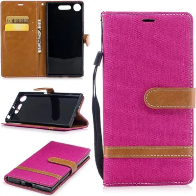Produktbild von Tasche für Sony Xperia XZ1 Jeans Cover Handy Schutz Hülle Case Pink