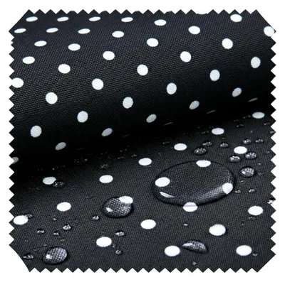 Produktbild von novely® OXFORD 210D - D2 Schwarz Weiß Gepunktet - Bedruckter Polsterstoff - Outdoor Dekostoff - Wasserabweisende Reißfeste Meterware 1lfm
