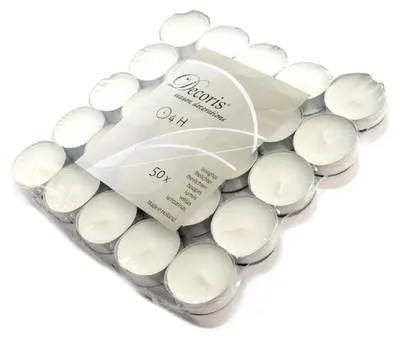 Image de Bougies chauffe-plat blanches, durée de combustion : 4 h, lot de 50