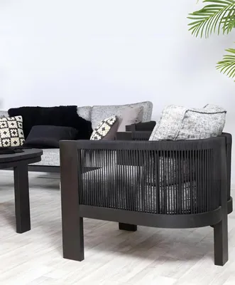 Image de Ensemble de meubles de jardin Canapé Fauteuil Table basse 4pcs Terrasse Noir