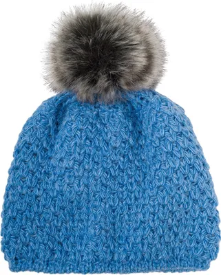 Produktbild von styleBREAKER Kinder Bommelmütze Gehäkelt mit V-Muster, Warmes Thermo Fleece Futter, Winter Fellbommel Mütze, 2-4 Jahre 04024208