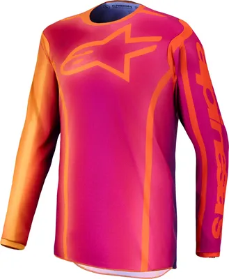 Zdjęcie produktu dla Koszulka motocrossowa Alpinestars Fluid Kepler, kolor fioletowy/pomarańczowy, rozmiar M