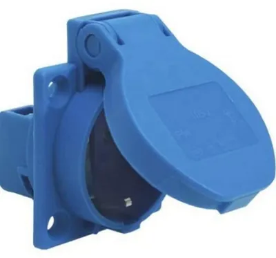 Produktbild von SiRoX Schutzkontakt-Einbau-Steckdose IP54, spritzwassergeschützt, blau