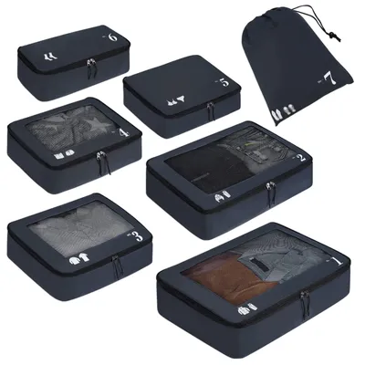 Produktbild von Omgoods – Set mit 7 Reiseverpackungsbeuteln – Robuste Packwürfel für Koffer