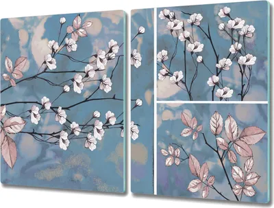 Produktbild von Coloray Kochplattenabdeckung Herdabdeckplatte 2x40x52 cm Hackbrett Schneidebrett Küchenbrett - Blumen Branchen