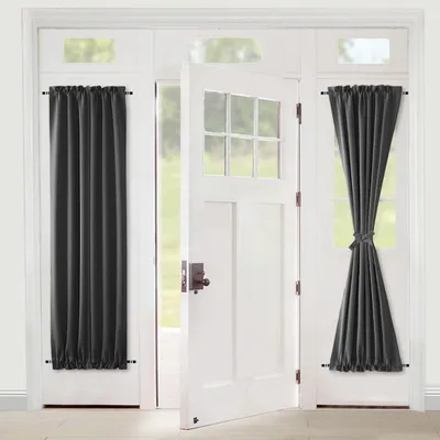 Imagen del producto de Cortinas opacas para puertas francesas, cortinas modernas para puertas, cortinas para balcones, cortinas con bolsillo para barra, cortinas opacas con lazada – 1 unidad