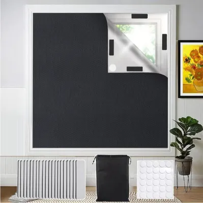 Produktbild von Verdunkelungsvorhang - 145 x 130 cm - Kein Bohren erforderlich - Verdunkelung Tragbare - Sonnenschutz - Schneidbar - für Fenster, Dachfenster