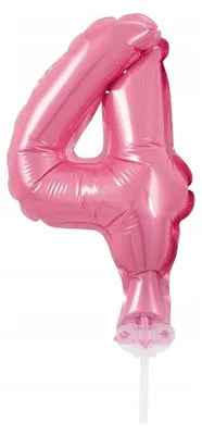 Produktbild von Folienballon für Torte, Zahl 4, rosa, 1 Stk.