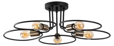 Image de Plafonnier Luminaire en métal noir 73 x 73 x 22 cm 5 lumières E27 40 W IP20