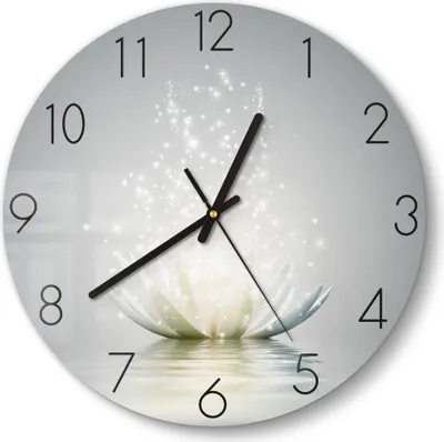 Produktbild von DEQORI Glasuhr Ø30 cm Zahlen 'Funkelnde Lotusblüte' Wanduhr Glas Uhr Design leise