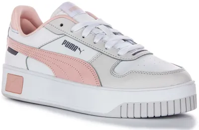 Produktbild von Puma Carina Street 80s Reinterpreted Damen Ledersneaker in Weiß Pink – 4 UK - 37 EU - 6.5 US / White Pink