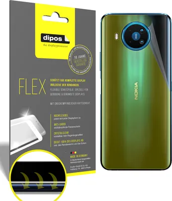 Produktbild von 2x Schutzfolie für Nokia 8.3 Rückseite Folie, 100% Displayabdeckung, dipos Flex