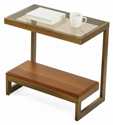 Image de Table basse, tables d'appoint, salon, rectangulaire, verre, marron, neuf, bois