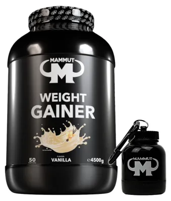 Produktbild von Mammut Nutrition - Weight Gainer 4500 g Dose - 50 Portionen + GRATIS Powderbank, Geschmack: Vanille