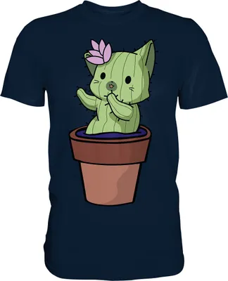 Produktbild von Süßes Kaktus Katzen T-Shirt – Navy / 5XL