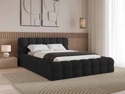 Produktbild von Chilly Möbel Design Polsterbett Verona 160x200 cm Bouclé Schwarz – Doppelbett mit Stauraum, Metallrahmen & Bettkasten | Quelle 100