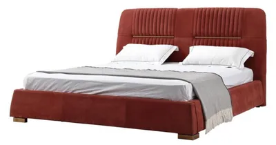 Immagine prodotto di Letto matrimoniale rosso di design Struttura del letto Letti Letti in legno Letto tessile per la camera da letto