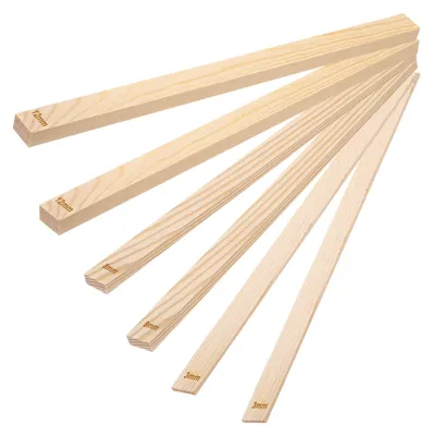 Töpferei-Holzleisten-Set, 6 Stück, 34 cm, 3/8/12 mm