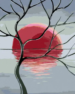 Image de Zuty - Peinture par numéros - VIEIL ARBRE ET COUCHER DE SOLEIL, 40 x 50 cm, sans cadre et sans toile tendue