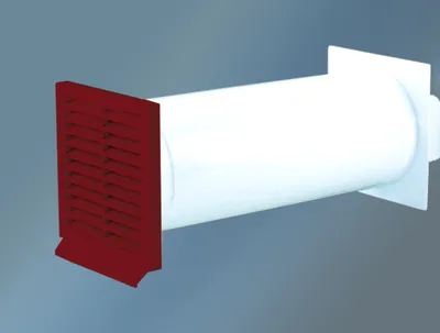 Produktbild von Teleskop-Mauerkasten - Außengitter ziegelrot, ø 150 mm, Mauerstärken 120 bis 450 mm