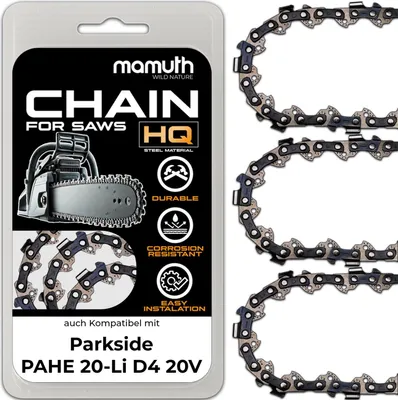 Produktbild von 3x Sägekette Kettensäge 20cm 1,1mm 3/8" 33TG für Parkside PAHE 20-Li D4 20V