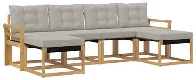 Produktbild von vidaXL Outdoor-Sofagarnitur mit Kissen 6 pcs Weiß und Hellgrau