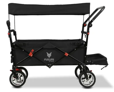 Produktbild von FUXLIFE by FUXTEC Bollerwagen FX-CT800 Komfort faltbar - Schwarz | Transportwagen mit Sonnendach |  Innenraumverlängerung Schwarz