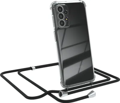 Produktbild von EAZY CASE Handykette kompatibel mit Samsung Galaxy A23 5G, Handyhülle mit Umhängeband, Handykordel, Schutzhülle Clear, Band in Schwarz