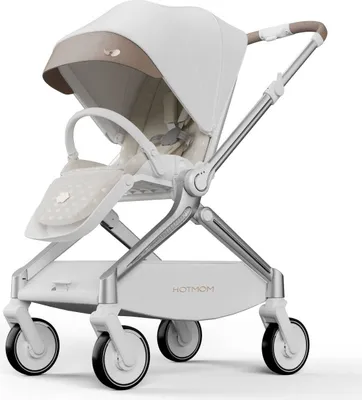 Produktbild von Hot Mom leichter Kinderwagen, große stoßdämpfende Räder, Magnesiumrahmen, Fahrtrichtung in Sekunden wechselbar, queen of liberty stroller White Brown
