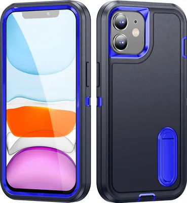 Produktbild von Hülle für iPhone 11 Hybrid Dreilagige Robust Stoßfest Schwerlast Schutzhülle mit Ständer Dunkelblau