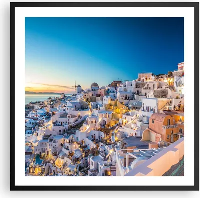 Produktbild von Gerahmtes Poster - Schwarzer Rahmen - Griechenland Insel Sommer - 60x60 cm - Wand Bild - Wanddeko - Wandbilder - Wandposter - Bilderrahmen - Bilder - Kunstdruck - Wandbild - P2BAC60x60-4062