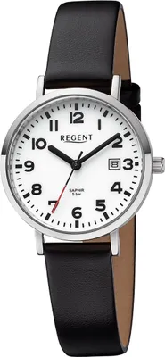 Produktbild von Regent Leder Damen Uhr Armbanduhr Quarz schwarz Lederarmband D2URBA790