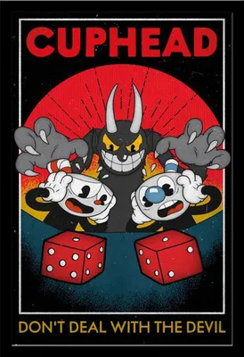 Image de Fun - Poster - Cuphead - Craps + cadre interchangeable, Shinsuke® Maxi MDF noir, vitre acrylique